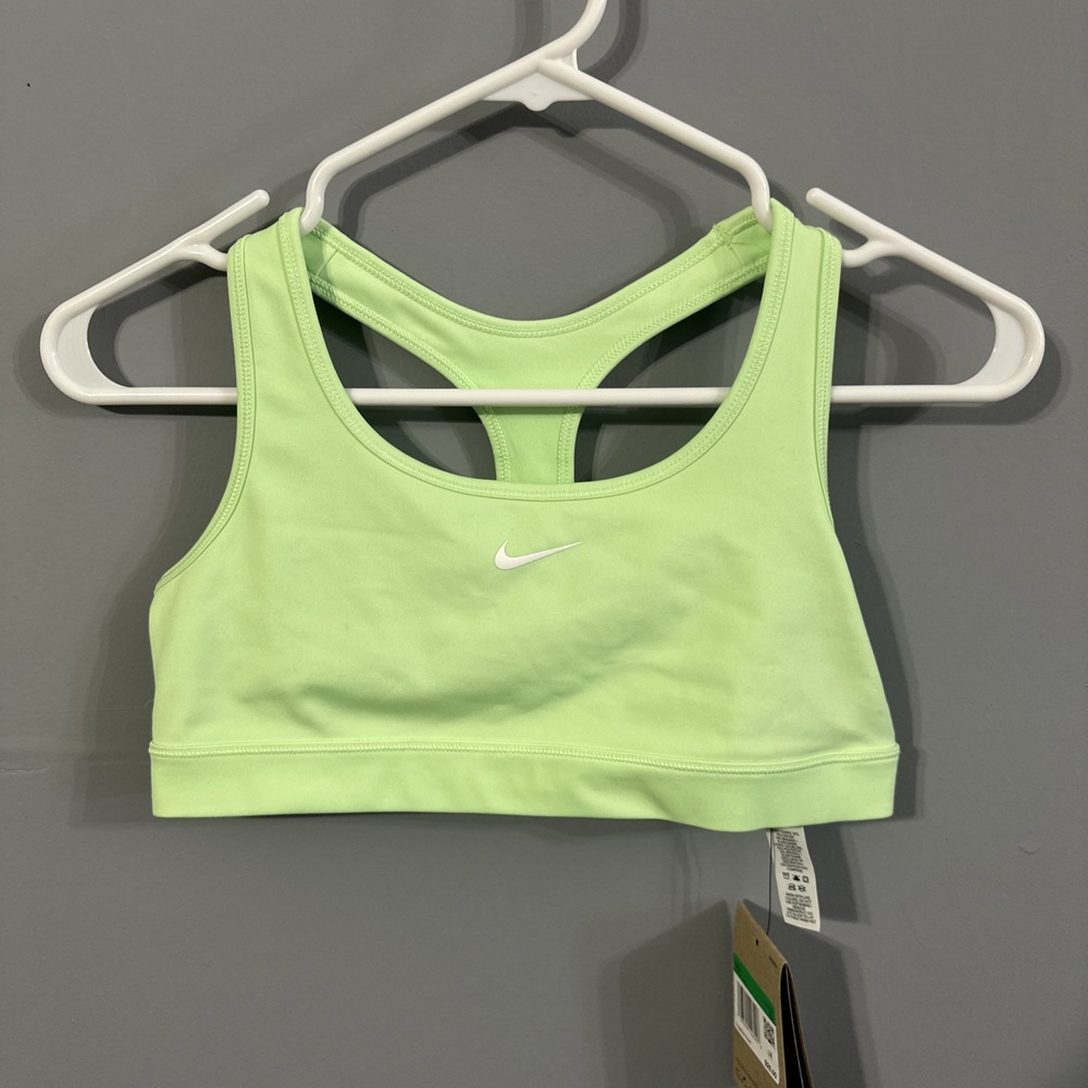 Nike Kids Swoosh Dri-FIT Sports Bra Lime Green FJ7161-376 XL New